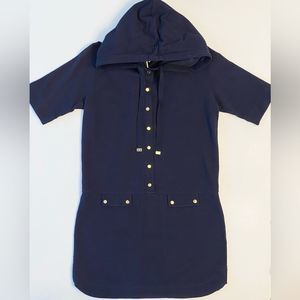 Juicy Couture Hooded Dress Cotton Navy Blue Short Sleeve Size Medium Y2K NWT